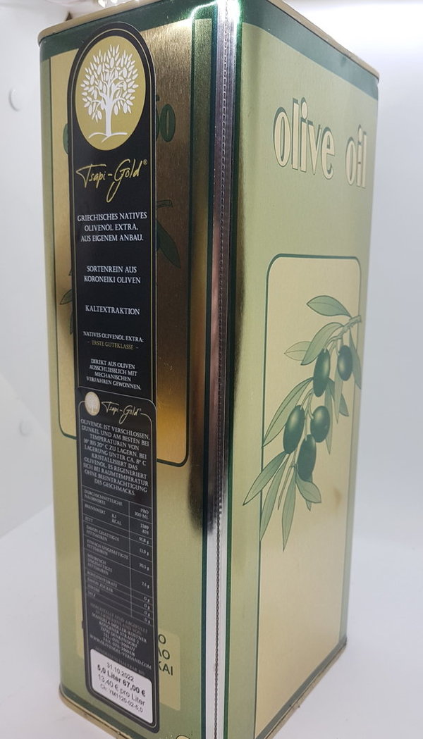 Olivenöl "Tsapi-Gold" 5,00 Liter Kanister