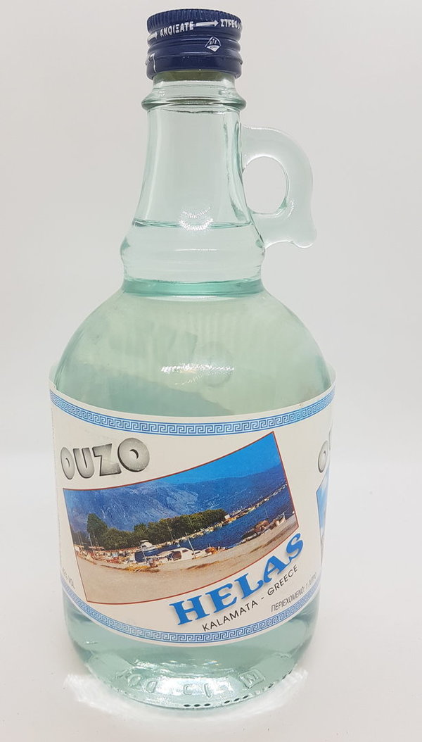 Ouzo "Helas" aus Kalamata Geschenkflasche 1,0 Liter